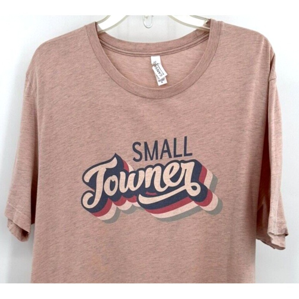 "SMALL TOWNER" SHORT SLEEVE TEE Heathered Pink/Grey Womens Size XL Canvas Brand